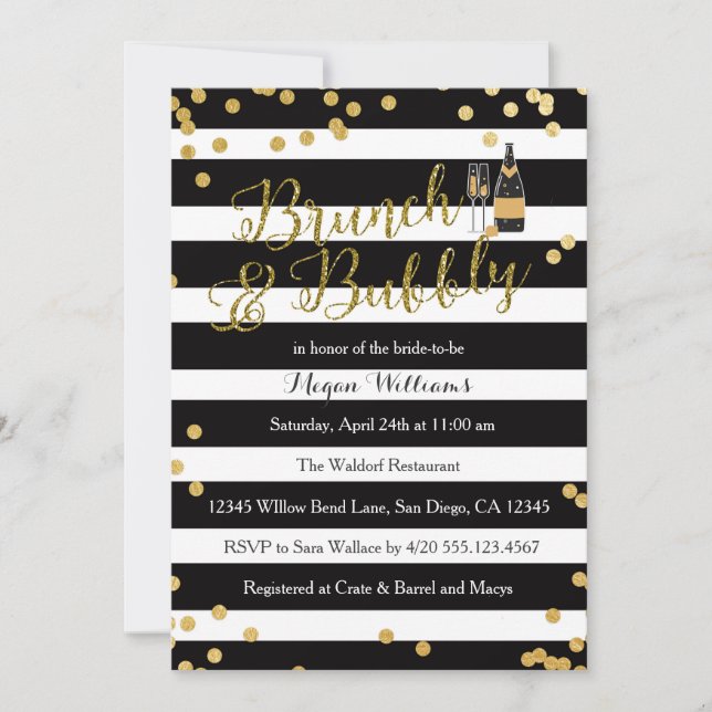 Brunch and Bubbly Bridal Shower Invitation (Front)