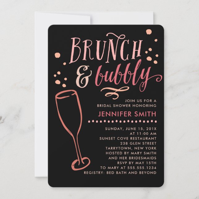 Brunch and Bubbly Bridal Shower Invitation (Front)