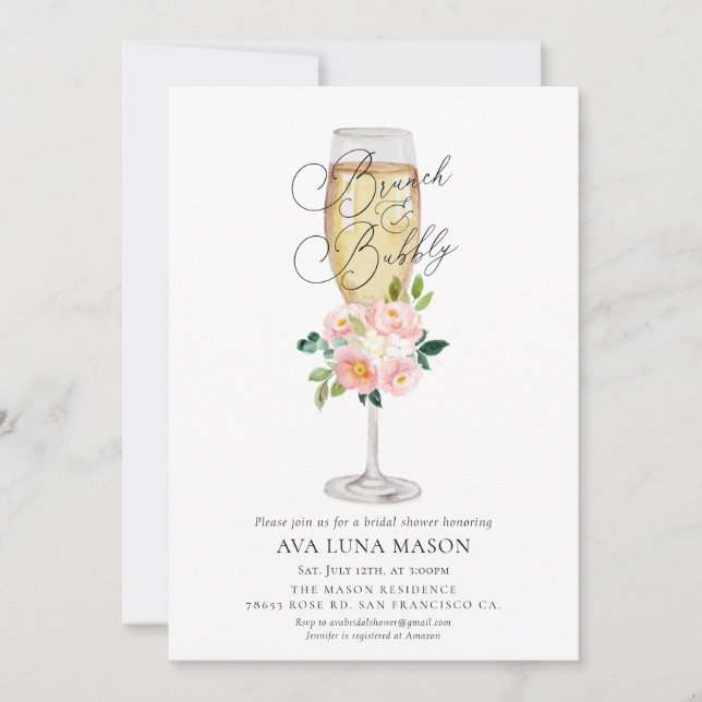 Brunch and Bubbly Bridal Shower Invitation (Front)