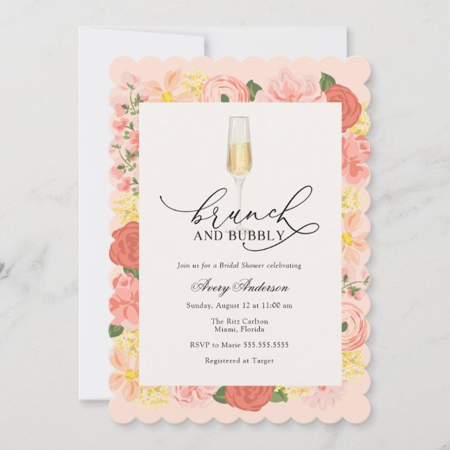Brunch and Bubbly Bridal Shower Invitation (Front)