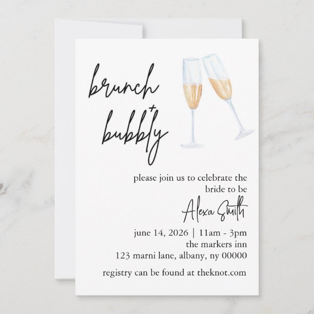 Brunch and Bubbly Bridal Shower Invitation - Edit! (Front)