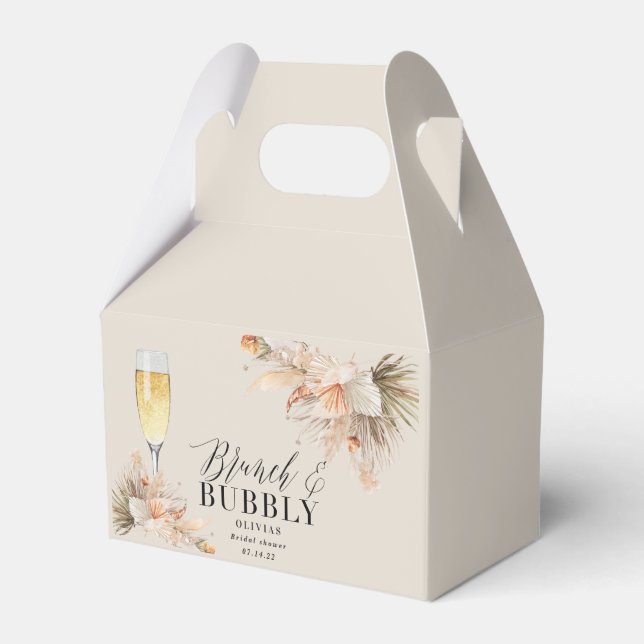 brunch and bubbly Bridal shower pampas grass  Favo Favour Box (Front Side)