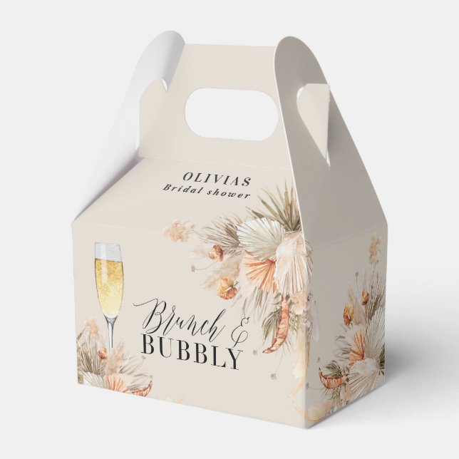 Brunch and bubbly Bridal shower pampas grass Favou Favour Box (Front Side)