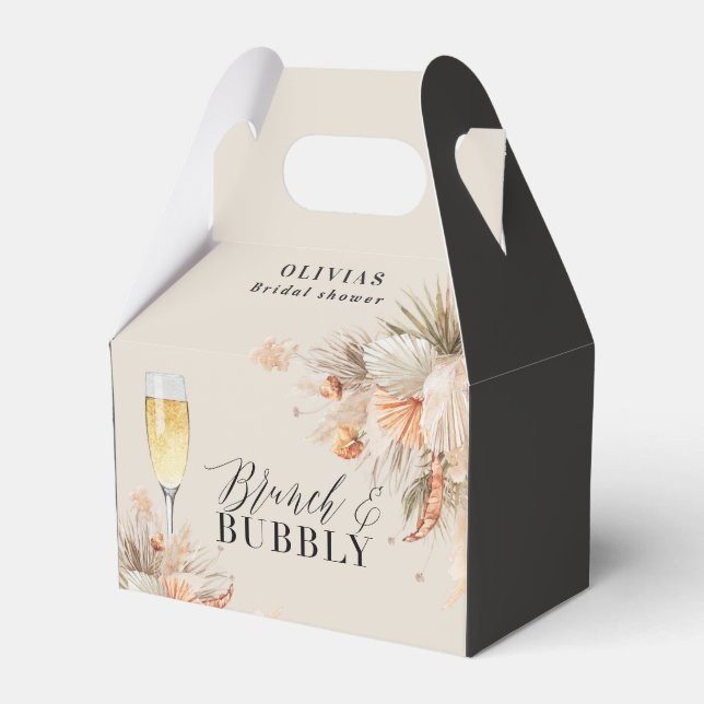 Brunch and bubbly Bridal shower pampas grass Favou Favour Box (Front Side)