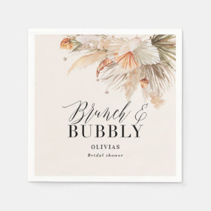 brunch and bubbly Bridal shower pampas grass Paper Napkin