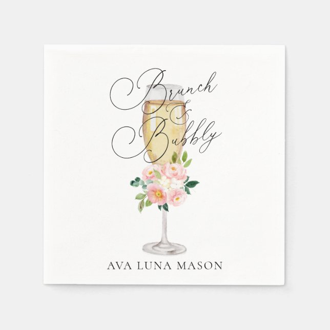 Brunch and Bubbly Bridal Shower Paper Napkin (Front)