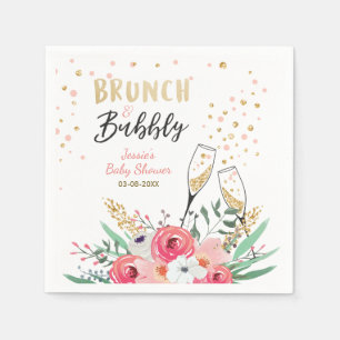 Brunch and Bubbly Bridal shower Paper Napkins Pink