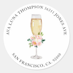 Brunch and Bubbly Bridal Shower Round Address Classic Round Sticker