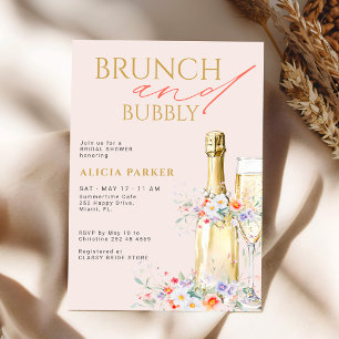 Brunch and bubbly champagne bottle bridal shower invitation