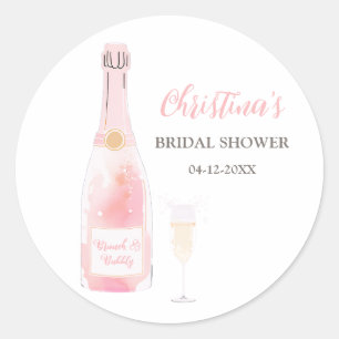 Brunch and Bubbly Champagne Bridal Shower Classic Round Sticker