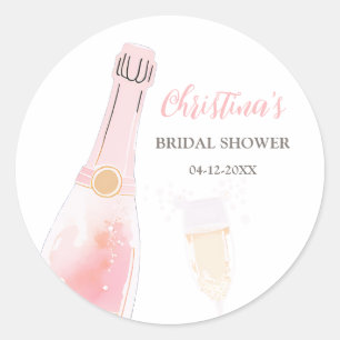 Brunch and Bubbly Champagne Bridal Shower Classic Round Sticker