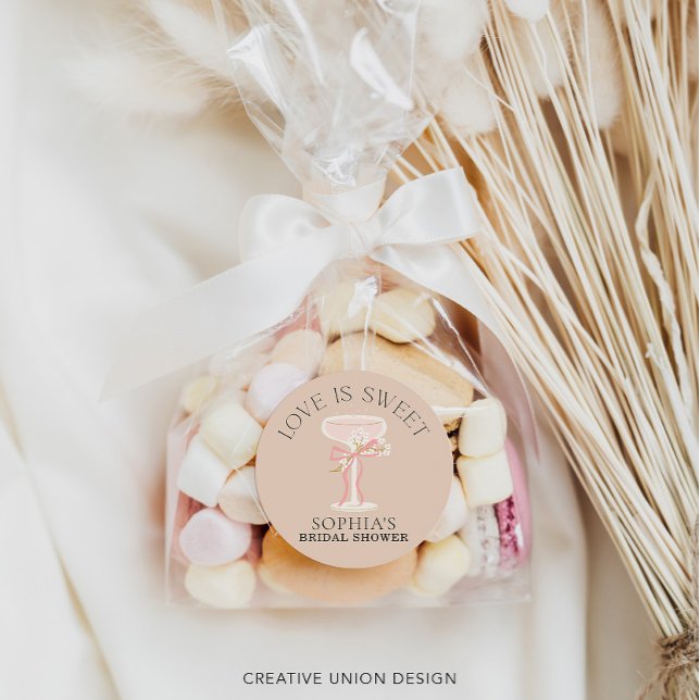 Brunch and Bubbly Champagne Bridal Shower Favours Classic Round Sticker (Creator Uploaded)