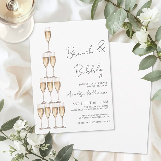 Brunch And Bubbly Champagne Bridal Shower Invitation (Brunch And Bubbly Champagne Bridal Shower Invitation)