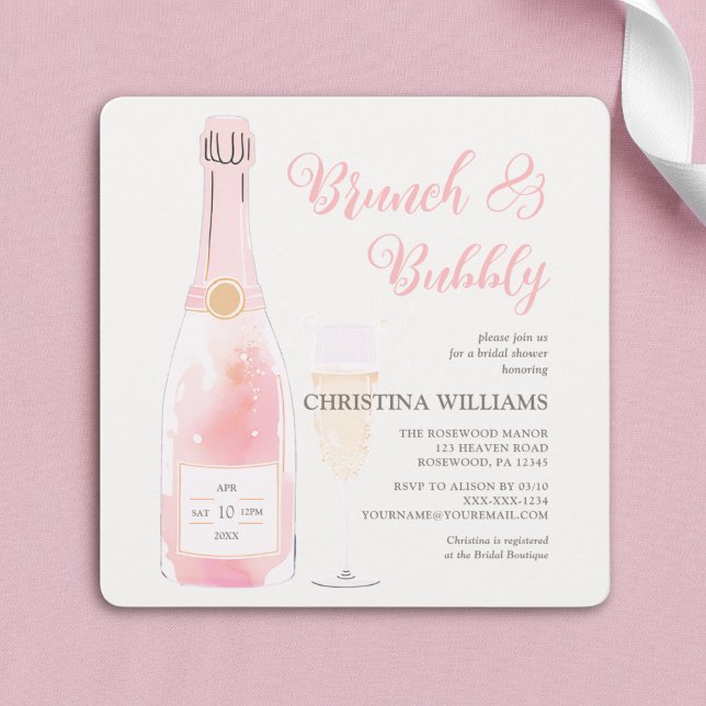 Brunch and Bubbly Champagne Bridal Shower Invitation (Creator Uploaded)