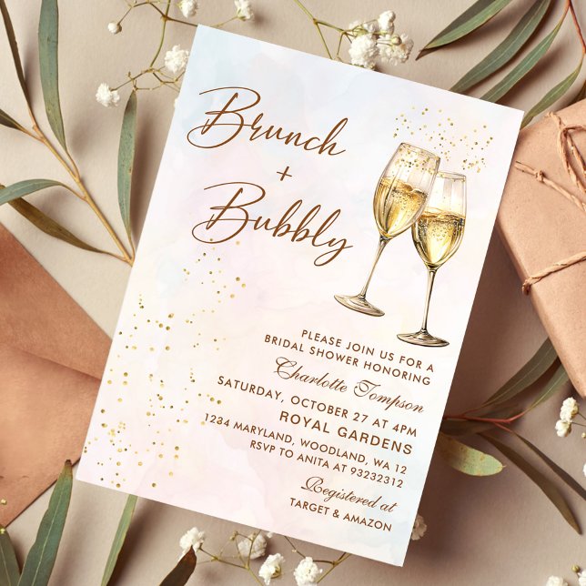 Brunch and Bubbly Champagne Bridal Shower Invitation (Creator Uploaded)