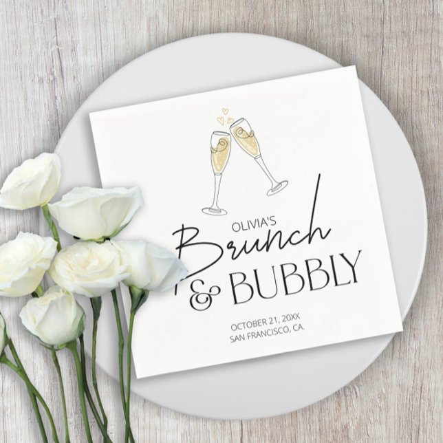 Brunch and Bubbly Champagne Bridal Shower Napkin (Creator Uploaded)
