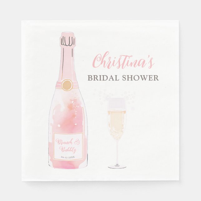 Brunch and Bubbly Champagne Bridal Shower Napkin (Front)