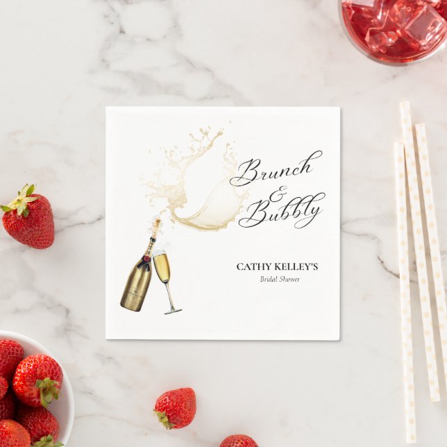 Brunch and Bubbly Champagne Bridal Shower Paper Napkin (Insitu)