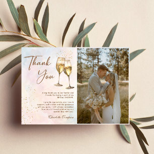 Brunch and Bubbly Champagne Bridal Shower Photo Thank You Card