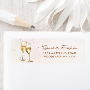 Brunch and Bubbly Champagne Bridal Shower Return Address Label