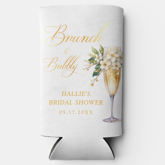 Brunch and Bubbly Champagne Bridal Shower Seltzer Can Cooler (Front)
