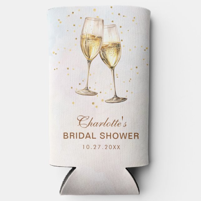 Brunch and Bubbly Champagne Bridal Shower Seltzer Can Cooler (Front)