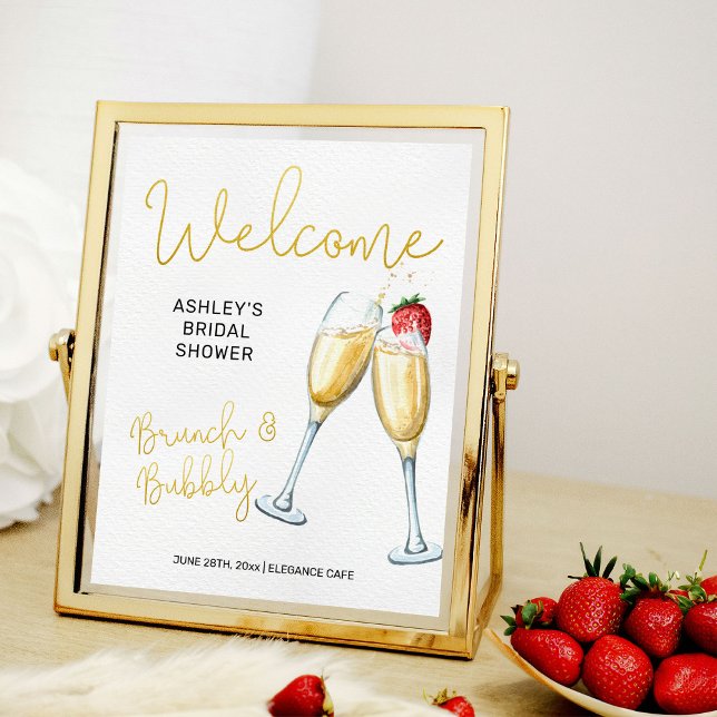 Brunch and Bubbly Champagne Glasses Welcome Sign (Brunch & Bubbly welcome sign from my Strawberries and Champagne bridal shower collection)