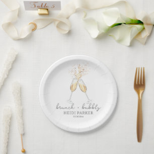 Brunch and Bubbly Champagne Toast Bridal Shower Paper Plate