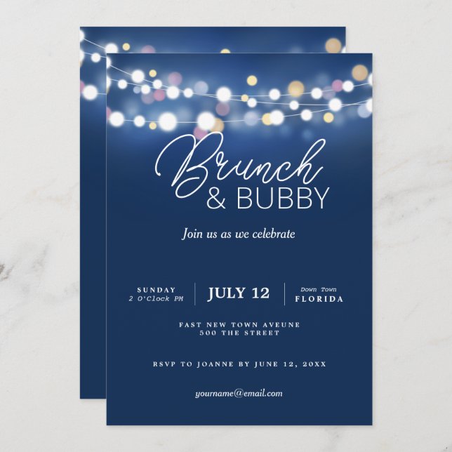 brunch and bubbly christmas new year blush pink invitation (Front/Back)