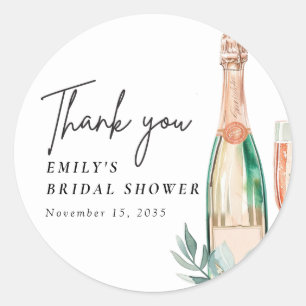 Brunch and Bubbly Elegant Bridal Shower Classic Round Sticker