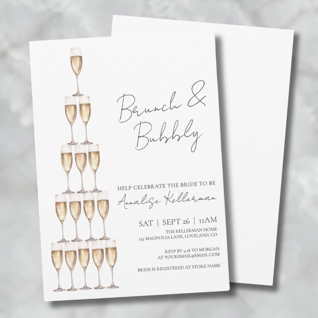 Brunch And Bubbly Elegant Bridal Shower Invitation (Brunch And Bubbly Elegant Bridal Shower Invitation)