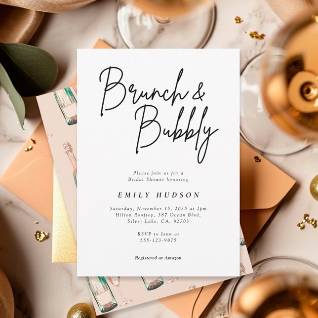 Brunch and Bubbly Elegant Bridal Shower Invitation (Creator Uploaded)
