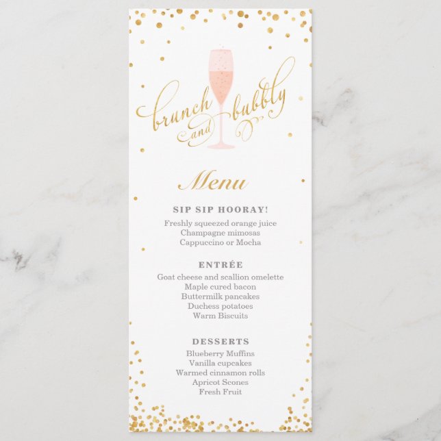 Brunch and Bubbly Engagement | Shower Menu (Front)