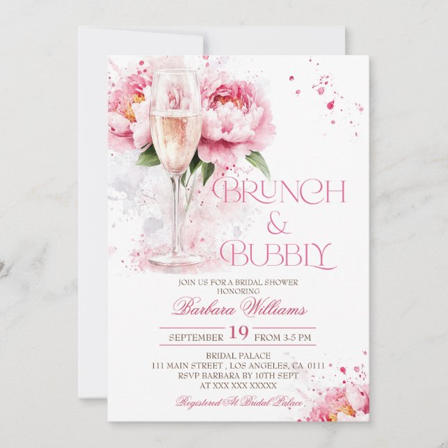 Brunch and Bubbly Floral Bridal Shower Invitation (Front)