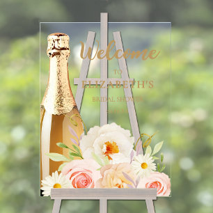 Brunch and Bubbly Floral Bridal Shower Welcome Acrylic Sign