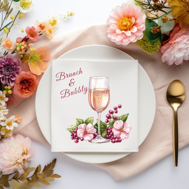 Brunch and Bubbly Floral Napkin (Creator Uploaded)