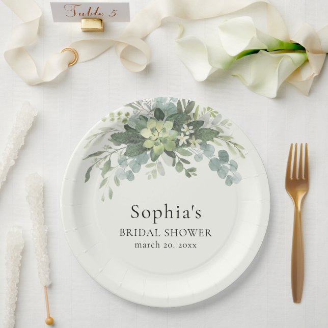 Brunch and Bubbly Glass of Champange Bridal Shower Paper Plate (Wedding)