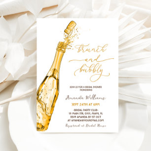 Brunch and Bubbly Gold Champagne Bridal Shower Invitation