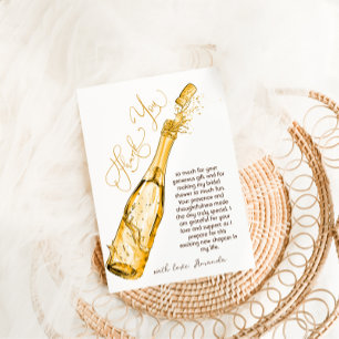 Brunch and Bubbly Gold Elegant Bridal Shower Thank You Card