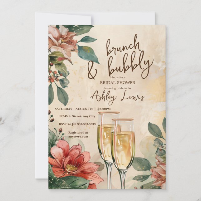 Brunch and bubbly holiday Bridal shower  Invitation (Front)