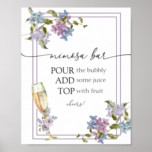Brunch and Bubbly Lavender and Lilac Bridal Shower Poster (Front)