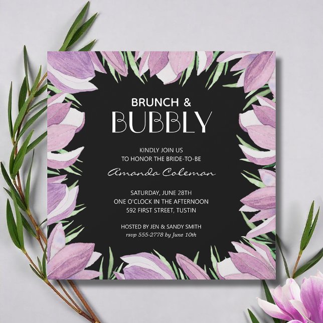 Brunch and Bubbly Magnolia Bridal Shower Invitation (Watercolor magnolia flowers bridal shower invitations - INSTANT DOWNLOAD and/or PRINTED or both!)