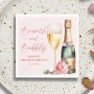 Brunch and Bubbly Mimosa Champagne Birthday Brunch Napkin