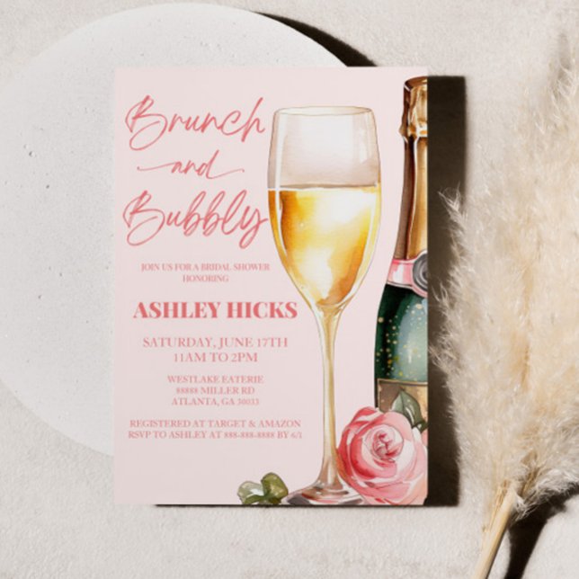 Brunch and Bubbly Mimosa Champagne Bridal Shower  Invitation (Creator Uploaded)