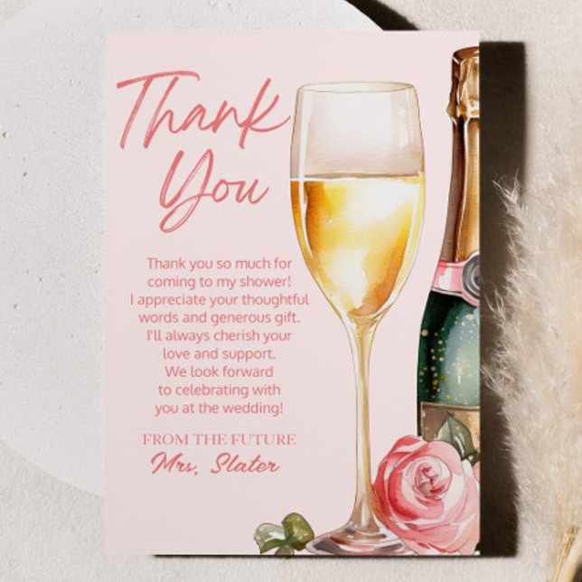 Brunch and Bubbly Mimosa Champagne Bridal Shower  Thank You Card (Creator Uploaded)