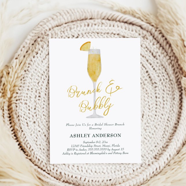 Brunch and Bubbly Mimosa Cocktail Bridal Shower Invitation (Creator Uploaded)