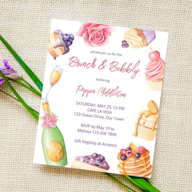 Brunch and bubbly patisserie pancake budget invite (Creator Uploaded)