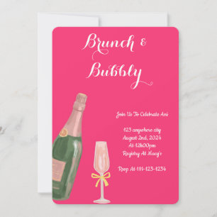 BRUNCH AND BUBBLY PINK BRIDAL SHOWER INVITATION