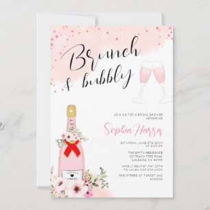 Brunch And Bubbly Pink Bridal Shower Invitation