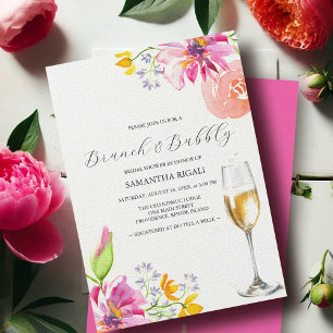 Brunch and Bubbly Pink Bridal Shower Invitations